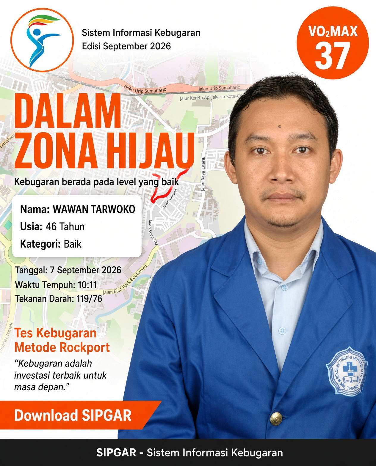 Cover hasil tes kebugaran WAWAN TARWOKO