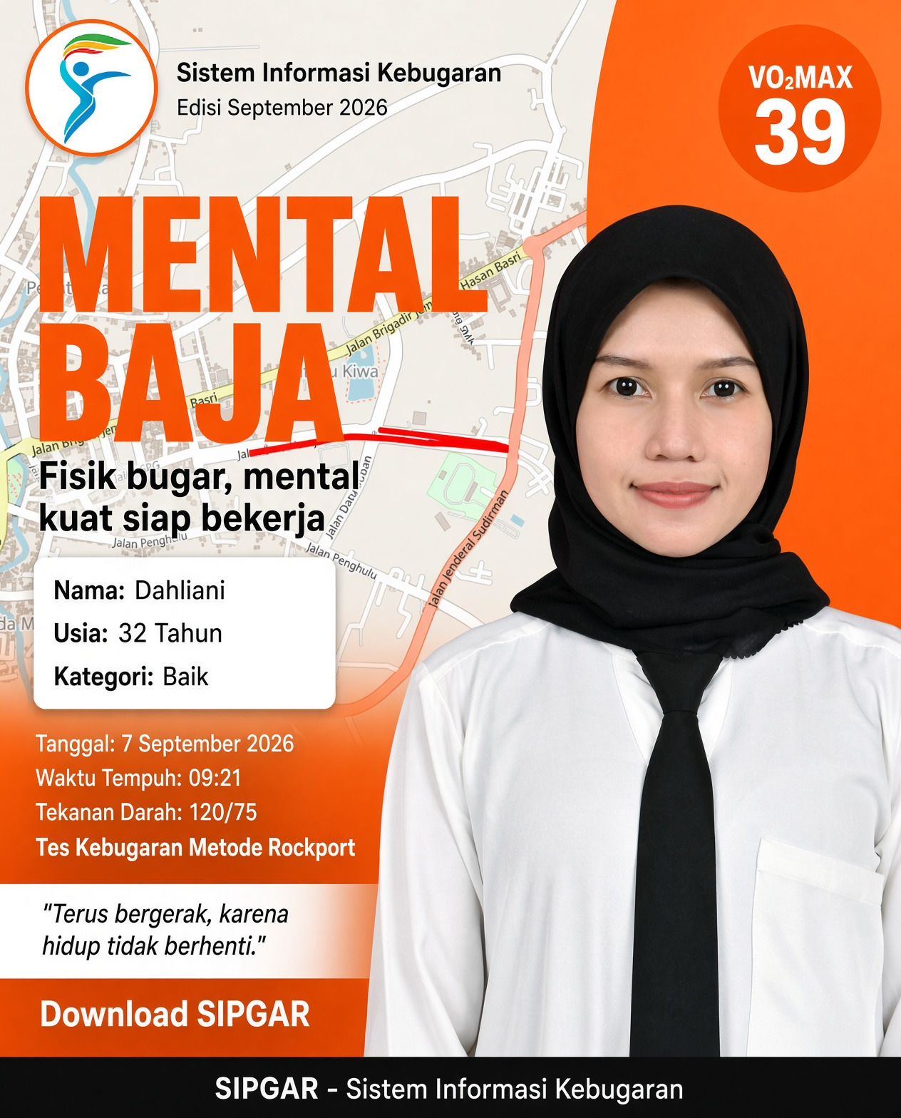 Cover hasil tes kebugaran Dahliani
