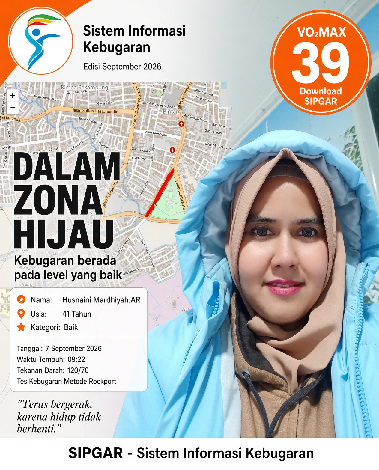 Cover hasil tes kebugaran Husnaini Mardhiyah.AR