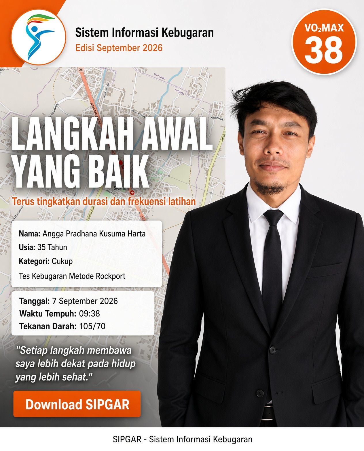 Cover hasil tes kebugaran Angga Pradhana Kusuma Harta