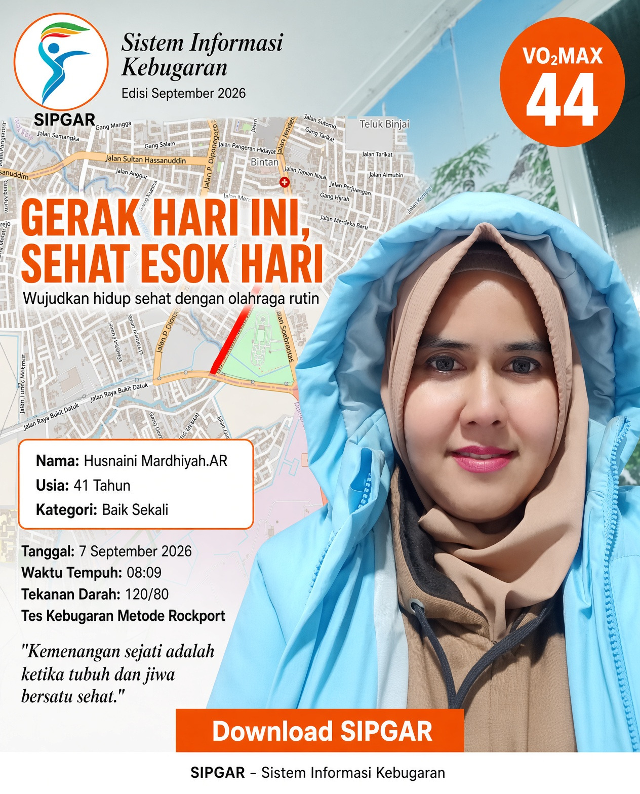 Cover hasil tes kebugaran Husnaini Mardhiyah.AR