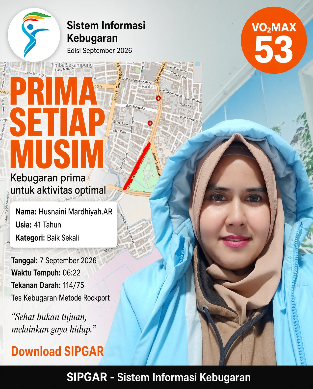 Cover hasil tes kebugaran Husnaini Mardhiyah.AR