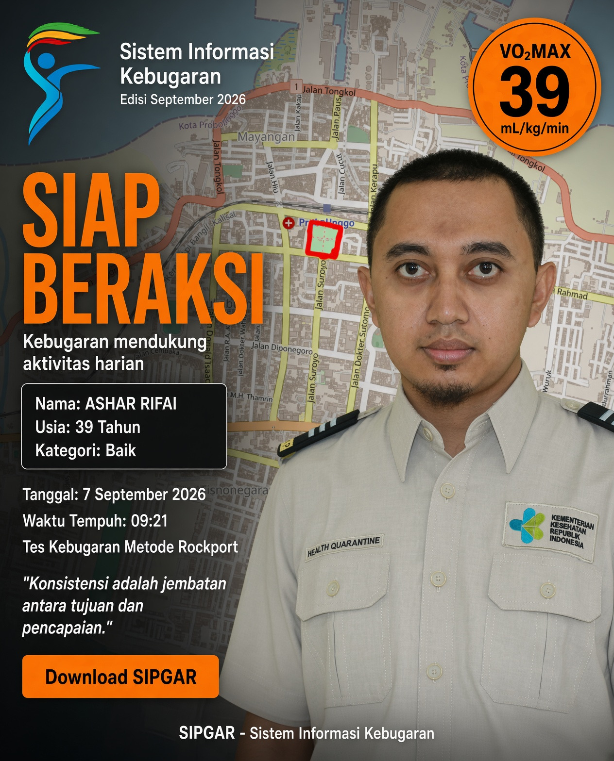 Cover hasil tes kebugaran ASHAR RIFAI
