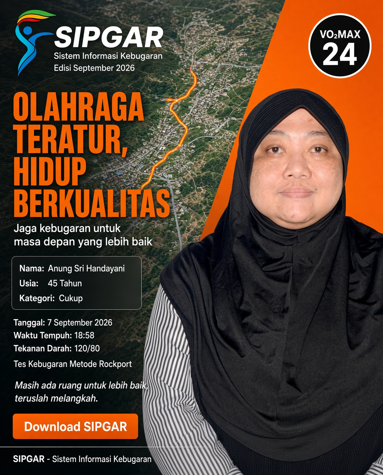 Cover hasil tes kebugaran Anung Sri Handayani