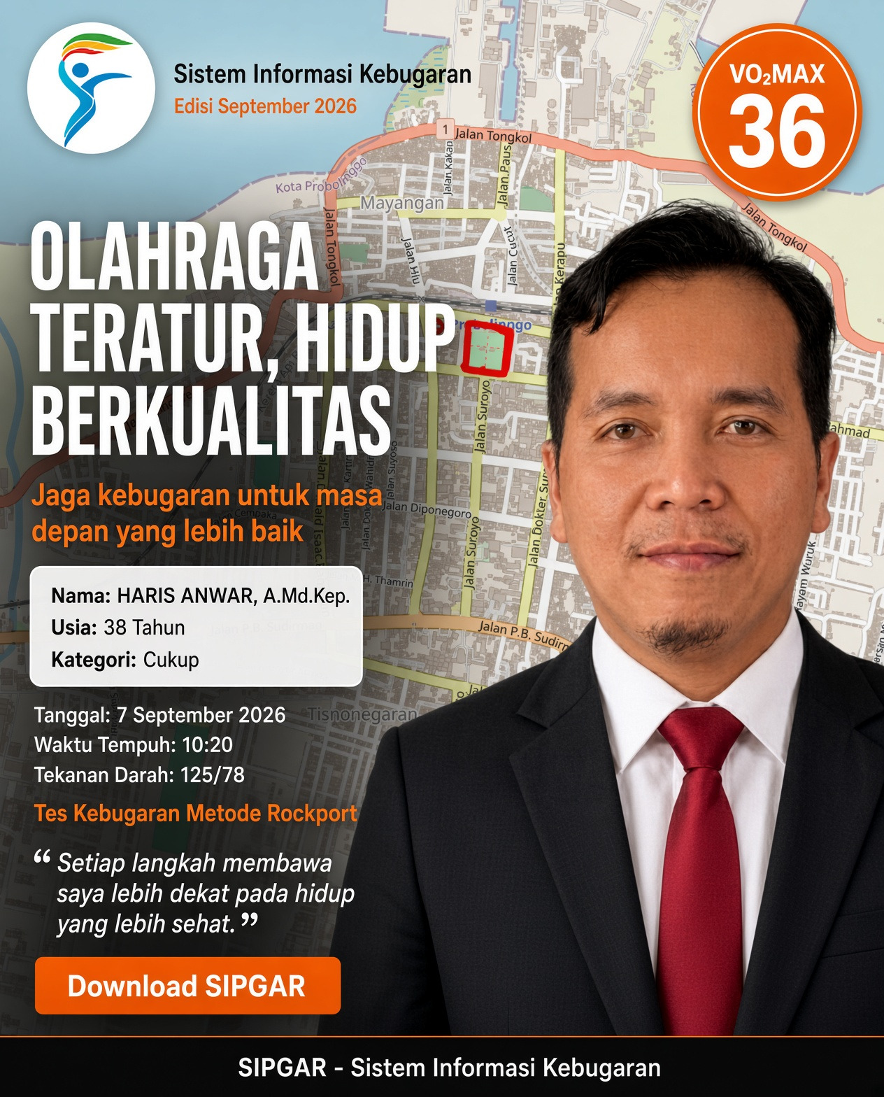 Cover hasil tes kebugaran HARIS ANWAR, A.Md.Kep.