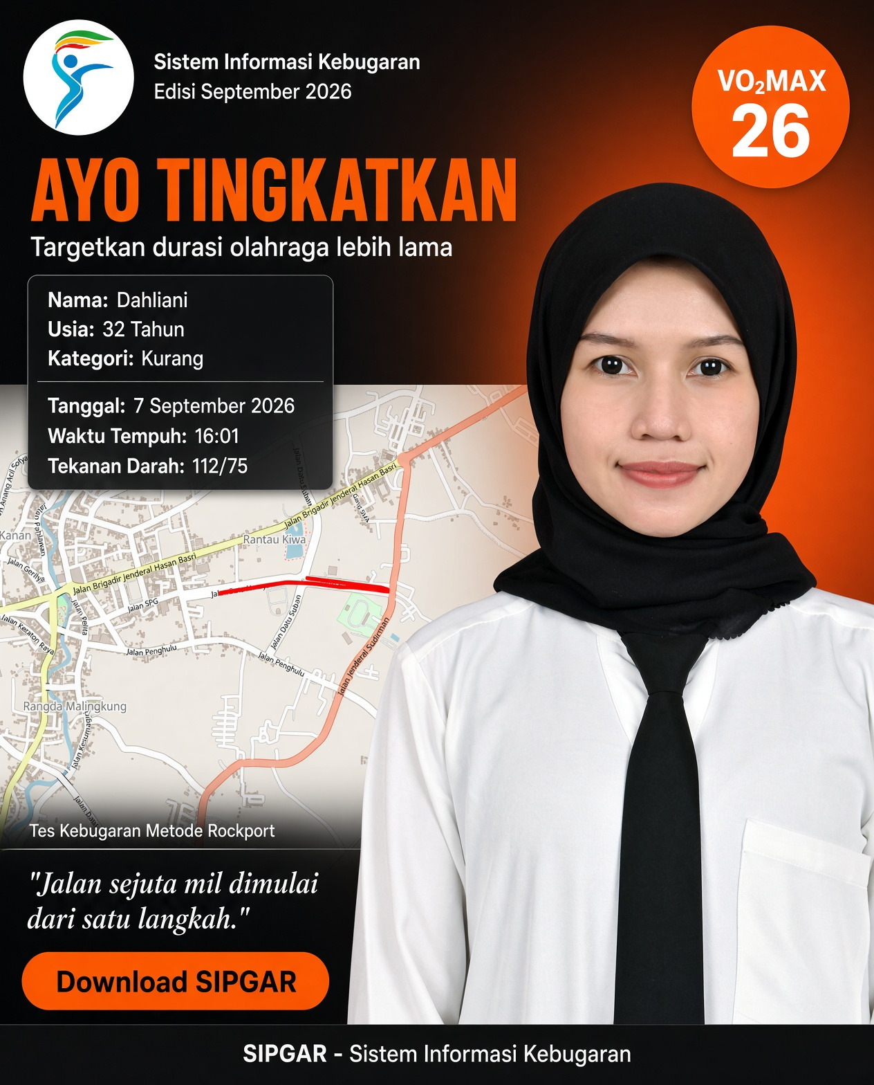 Cover hasil tes kebugaran Dahliani