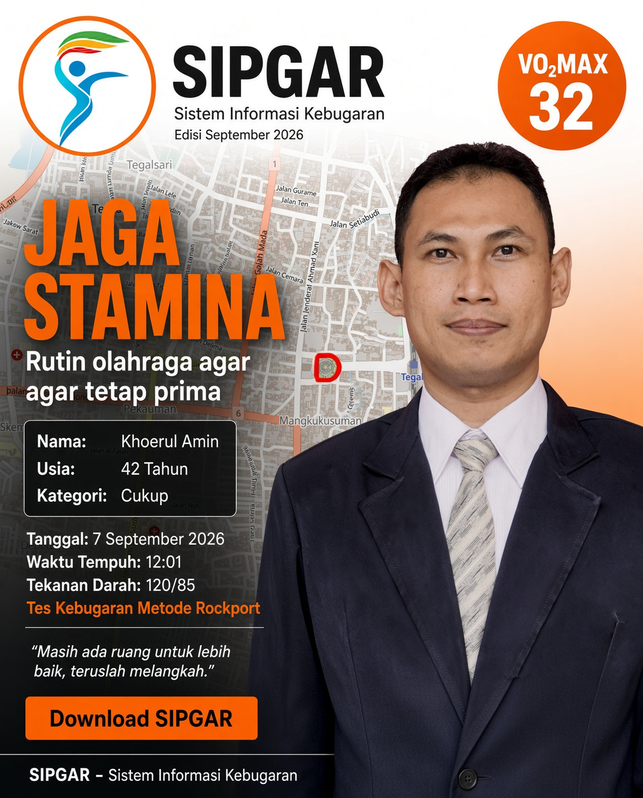 Cover hasil tes kebugaran Khoerul Amin