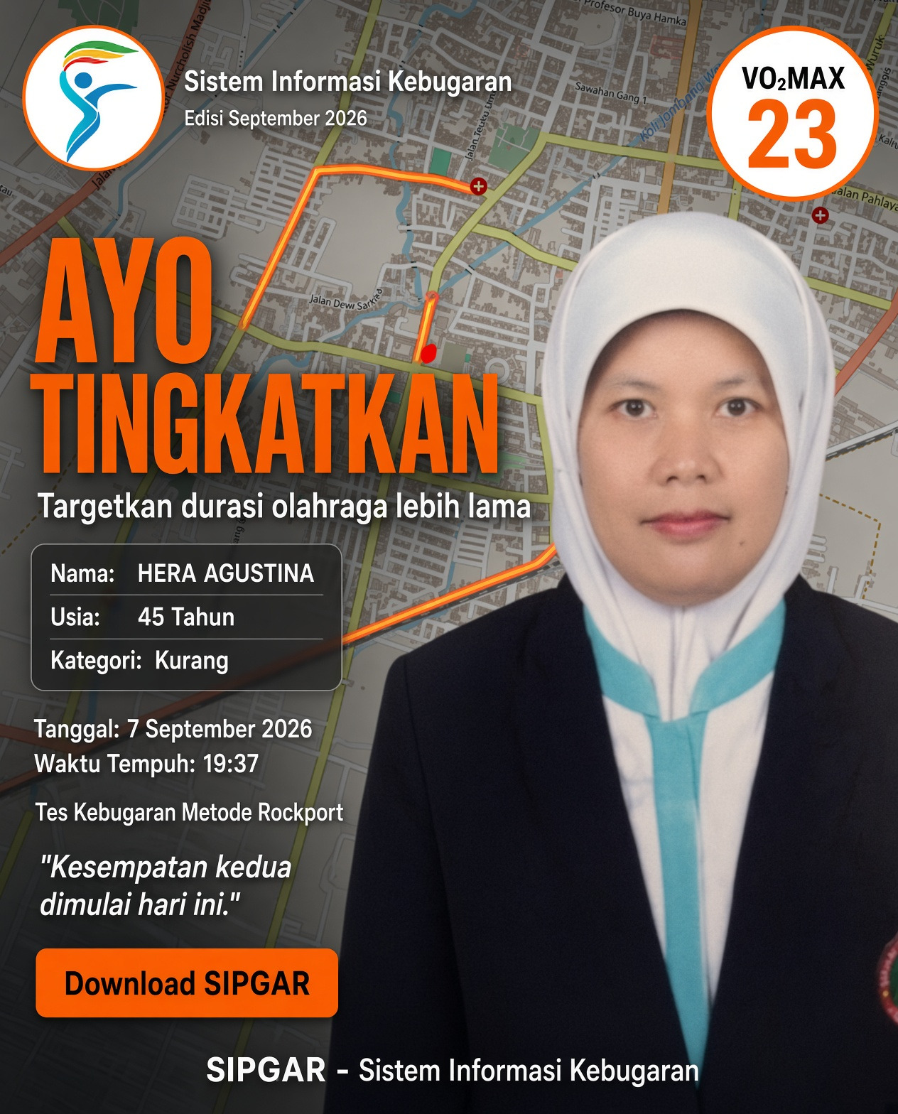 Cover hasil tes kebugaran HERA AGUSTINA