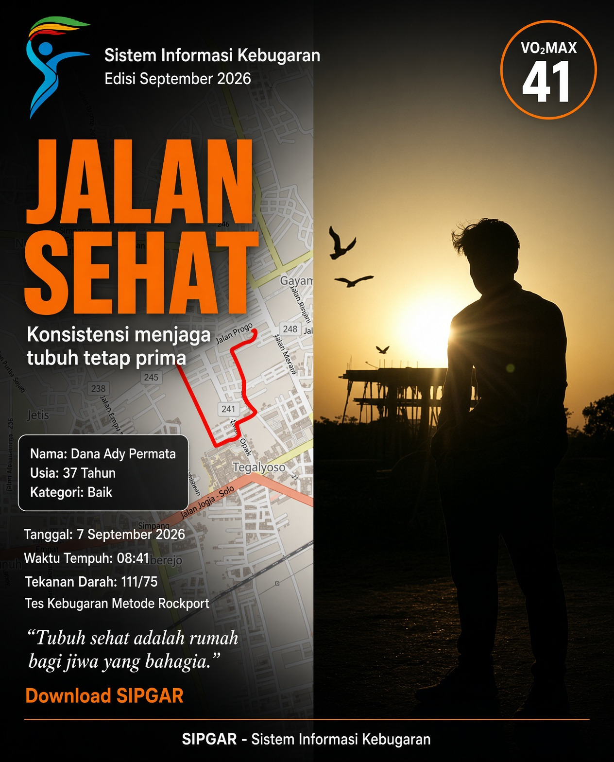 Cover hasil tes kebugaran Dana Ady Permata