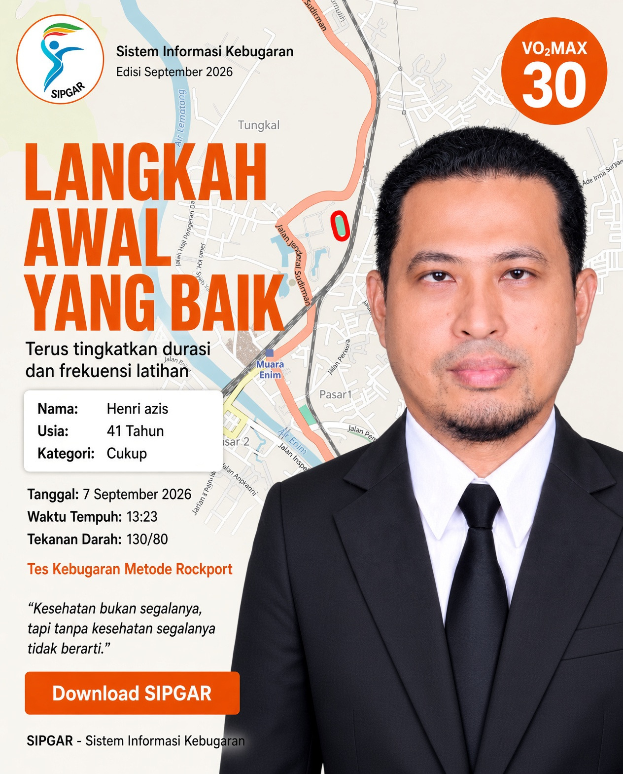 Cover hasil tes kebugaran Henri azis