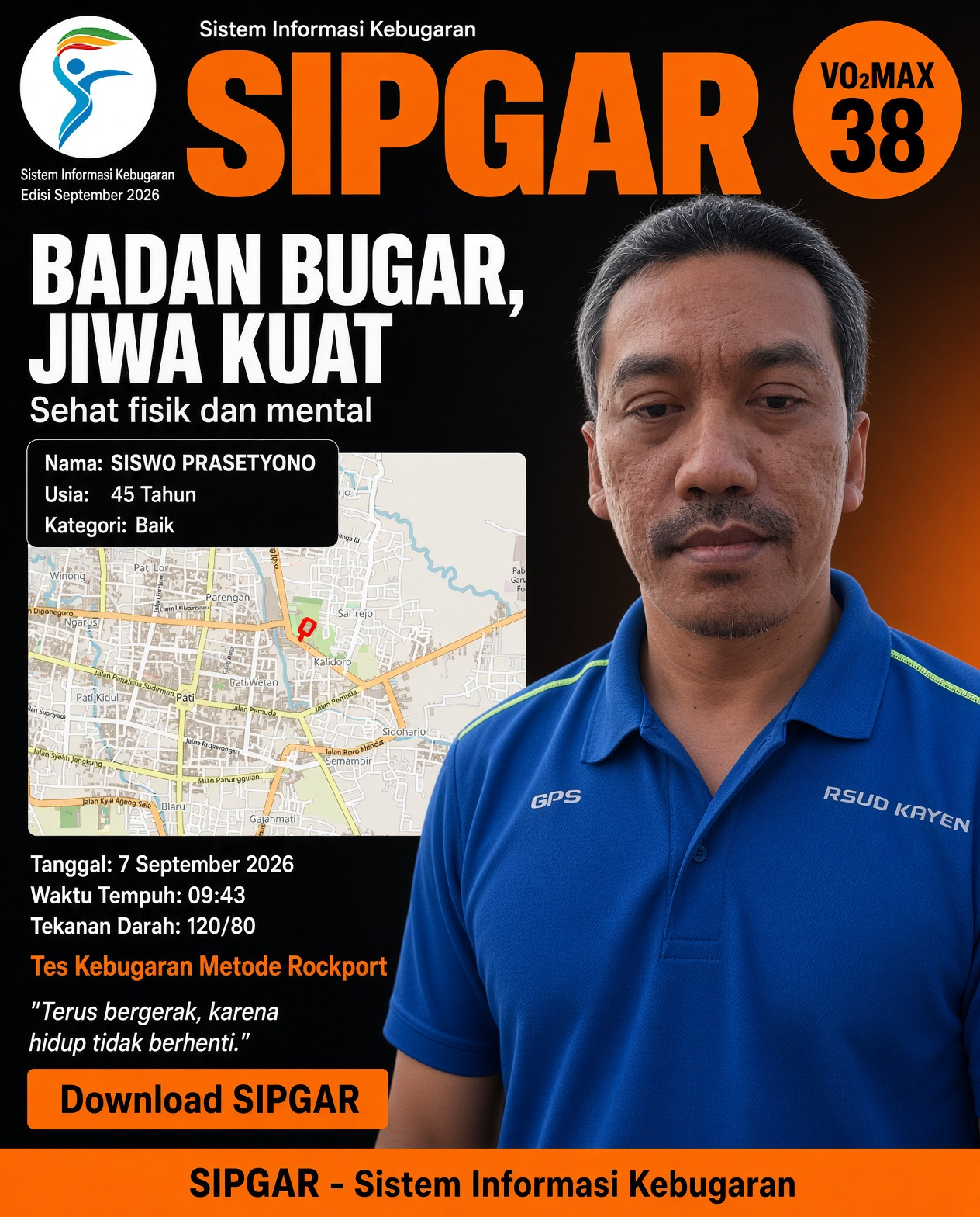 Cover hasil tes kebugaran SISWO PRASETYONO