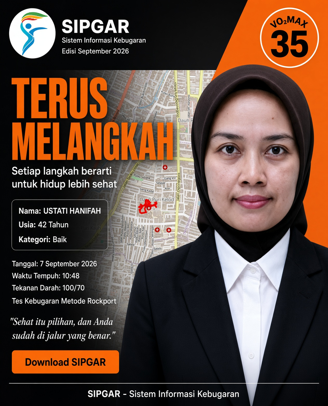 Cover hasil tes kebugaran USTATI HANIFAH