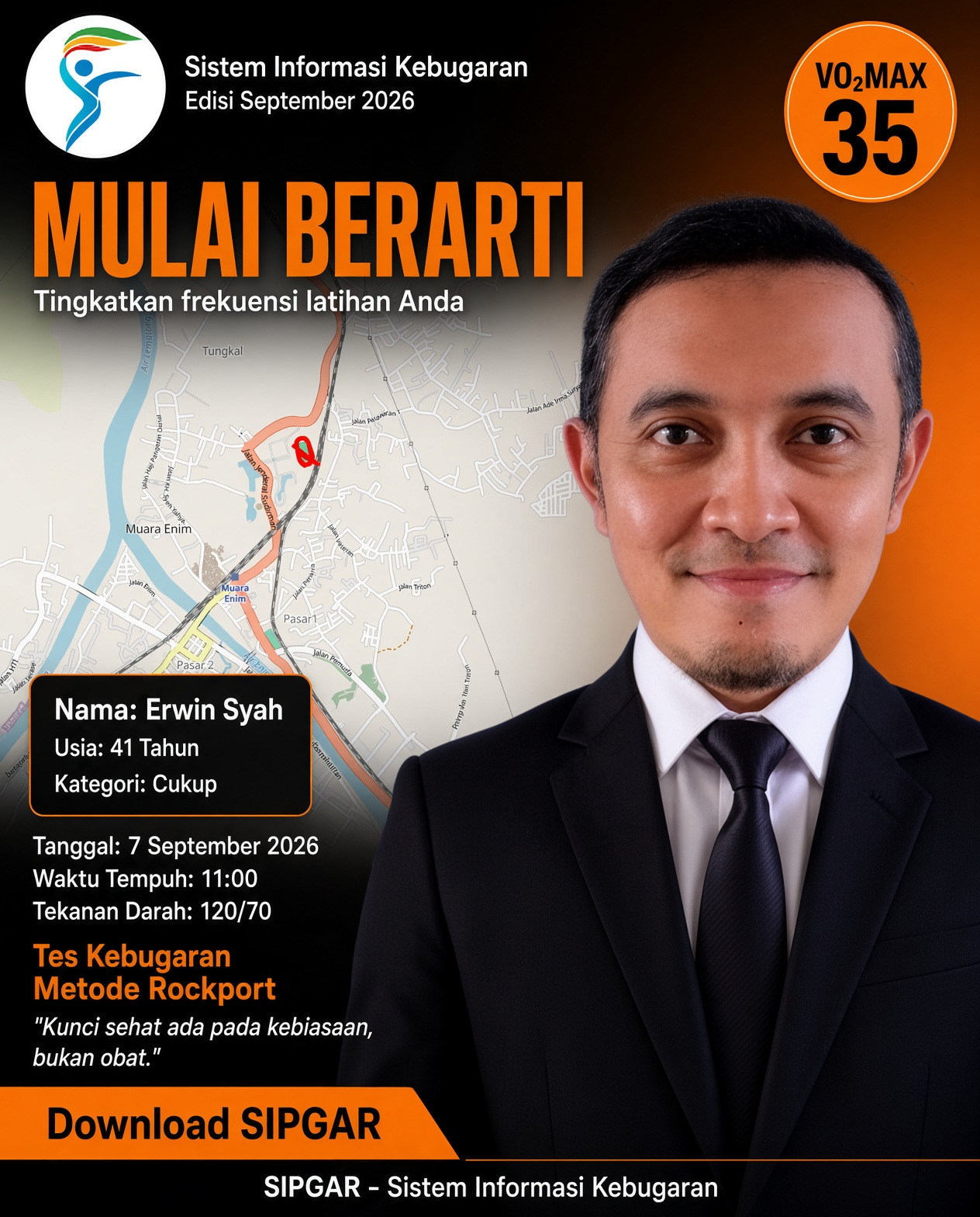 Cover hasil tes kebugaran Erwin Syah