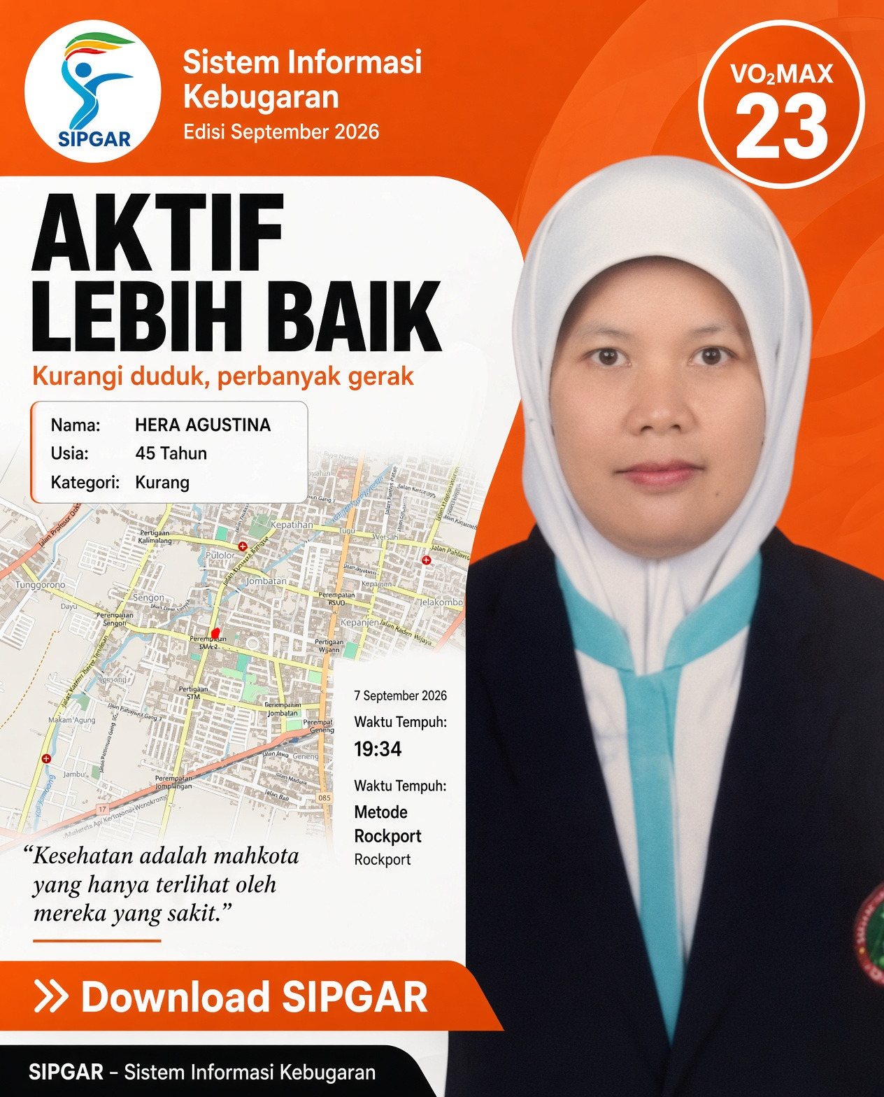 Cover hasil tes kebugaran HERA AGUSTINA