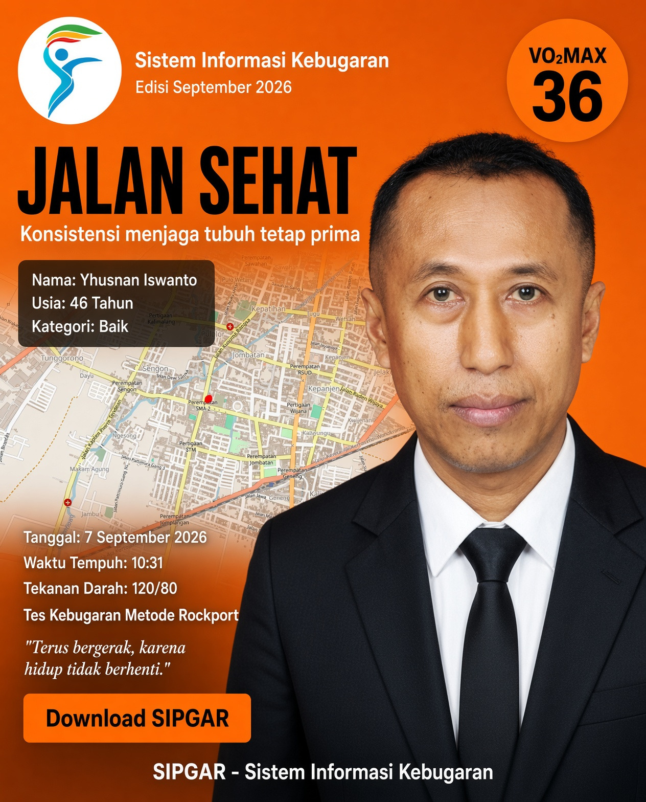 Cover hasil tes kebugaran Yhusnan Iswanto