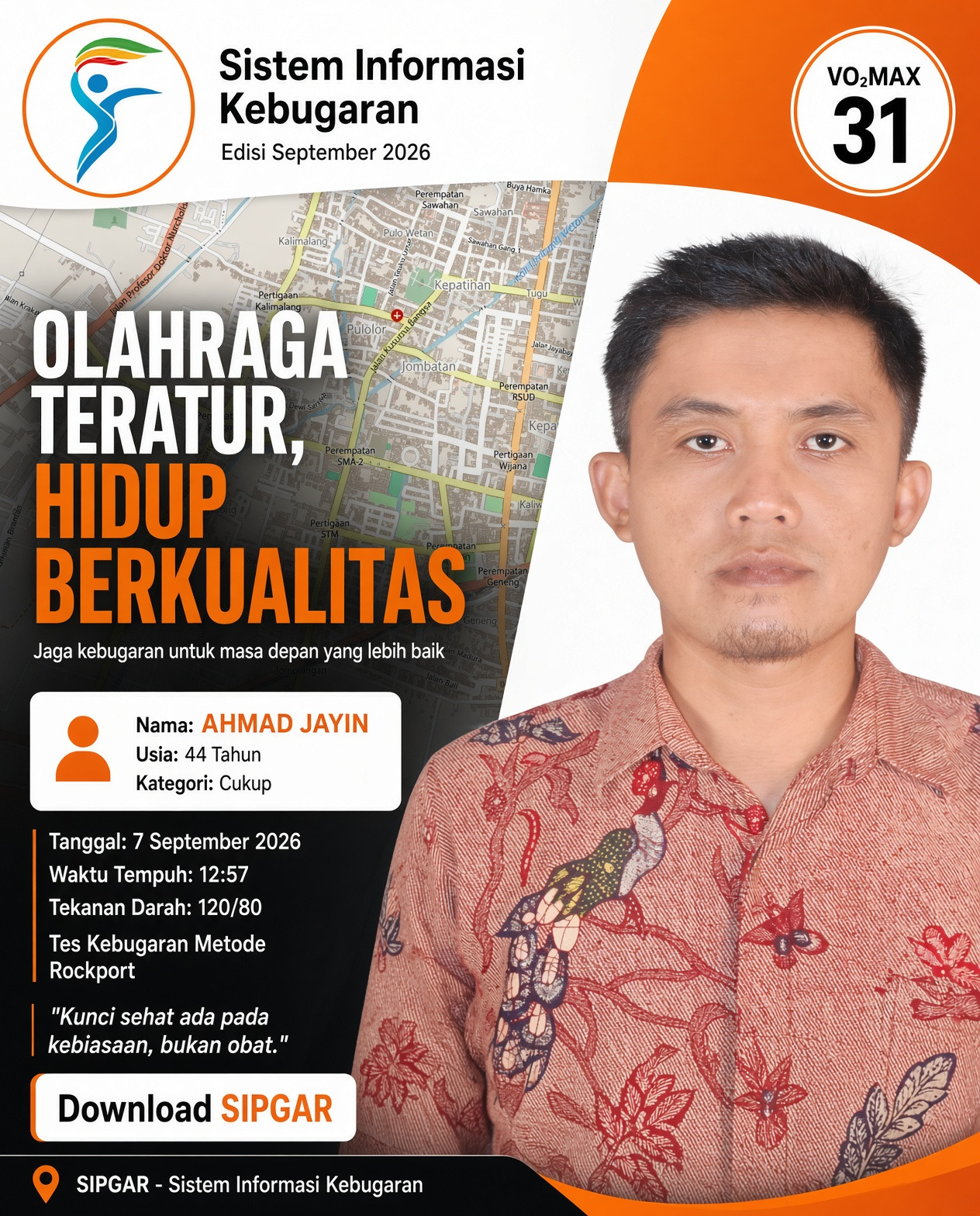 Cover hasil tes kebugaran AHMAD JAYIN