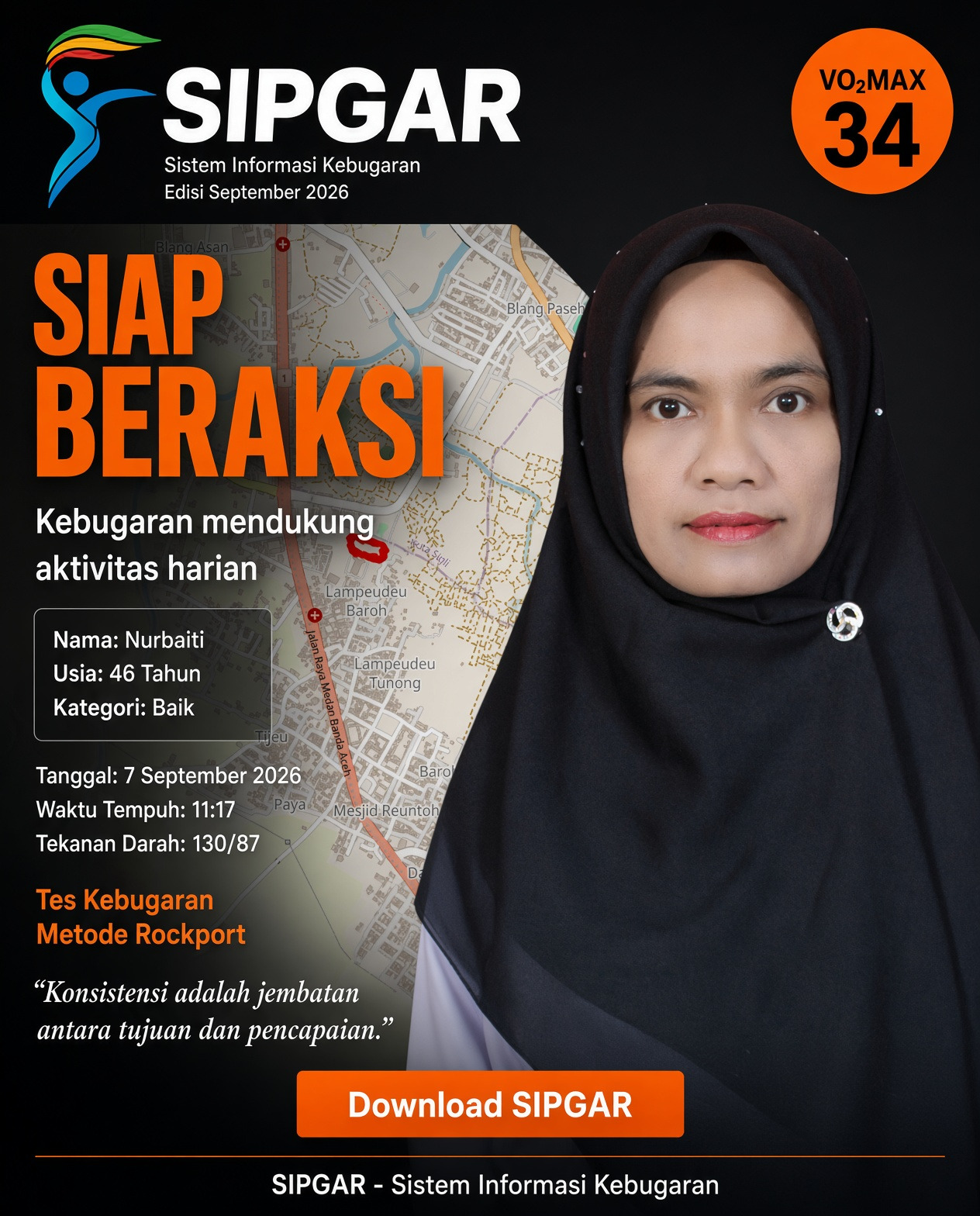 Cover hasil tes kebugaran Nurbaiti