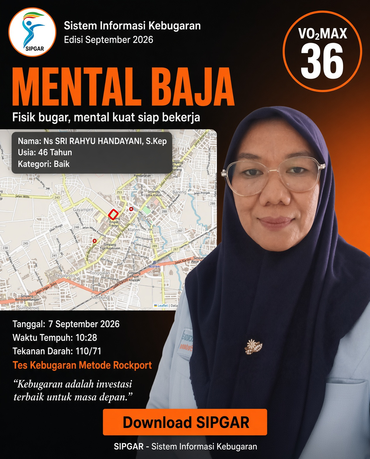 Cover hasil tes kebugaran Ns SRI RAHYU HANDAYANI, S.Kep