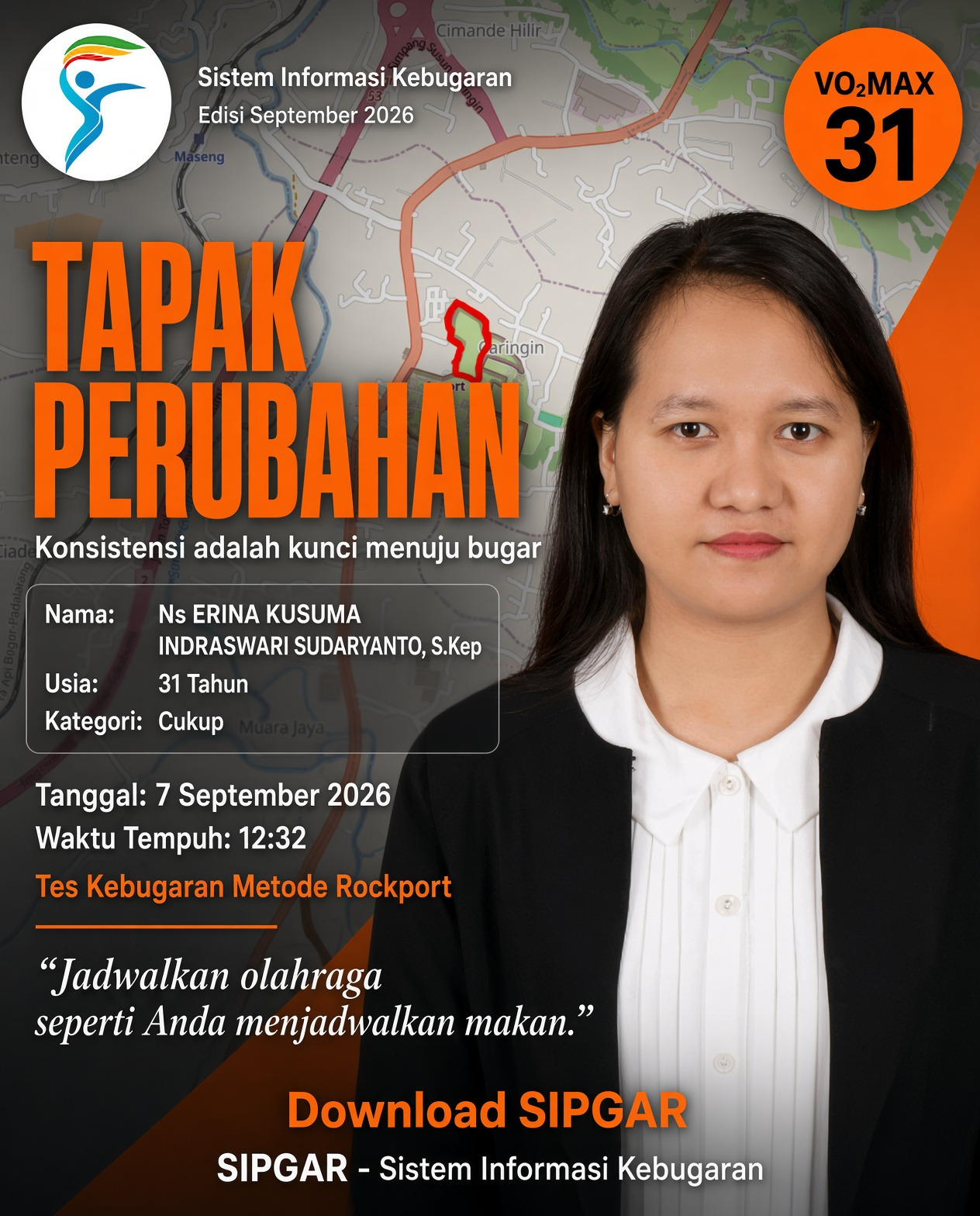 Cover hasil tes kebugaran Ns ERINA KUSUMA INDRASWARI SUDARYANTO, S.Kep