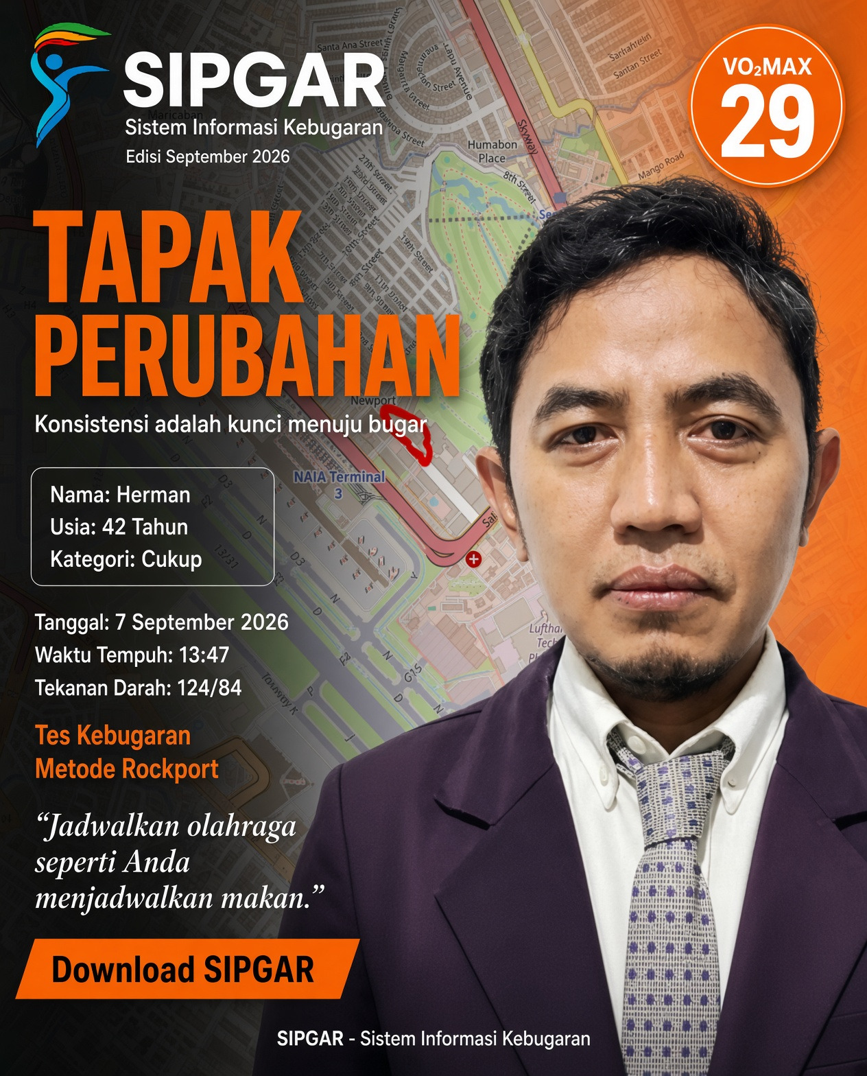 Cover hasil tes kebugaran Herman