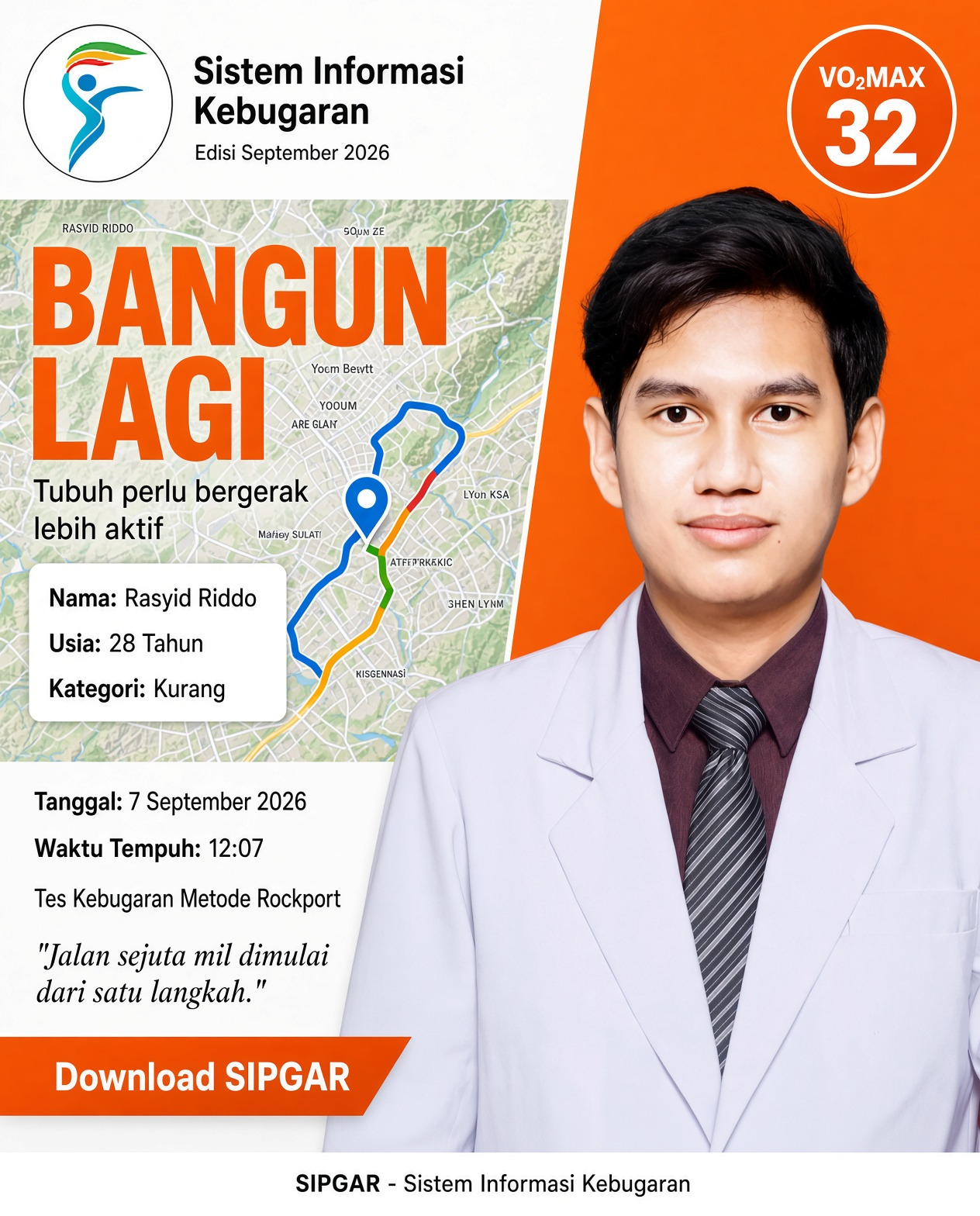 Cover hasil tes kebugaran Rasyid Riddo