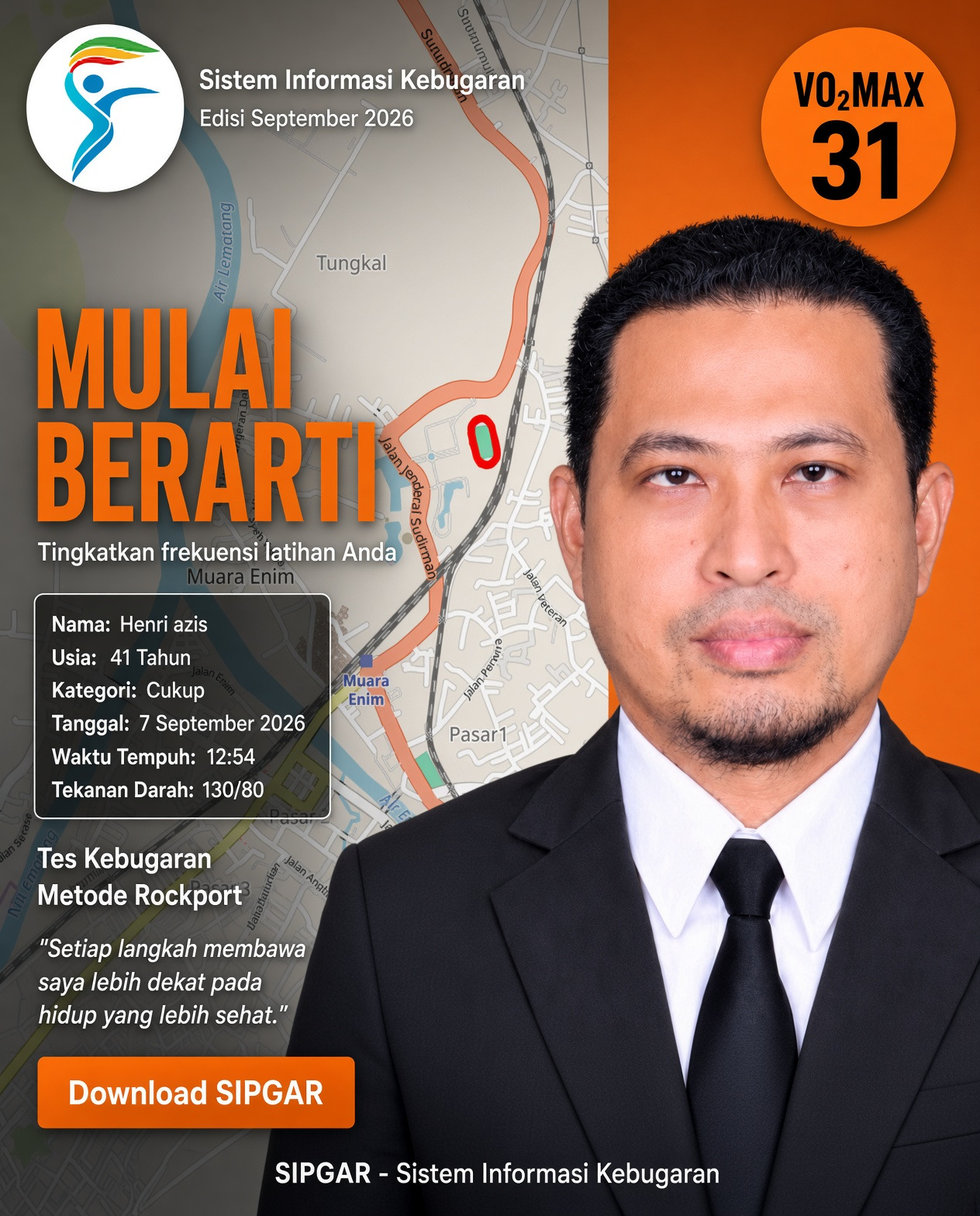 Cover hasil tes kebugaran Henri azis