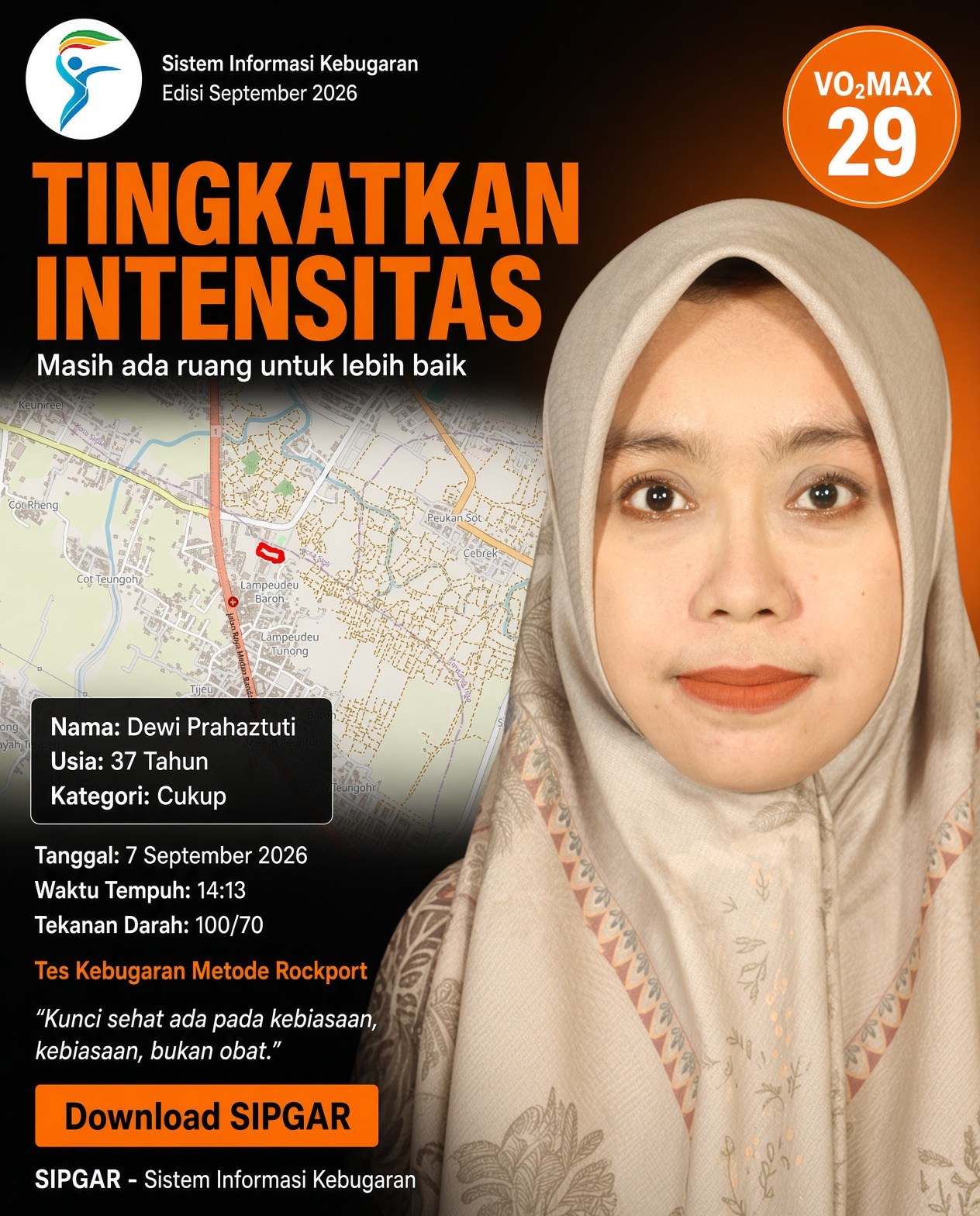 Cover hasil tes kebugaran Dewi Prahaztuti