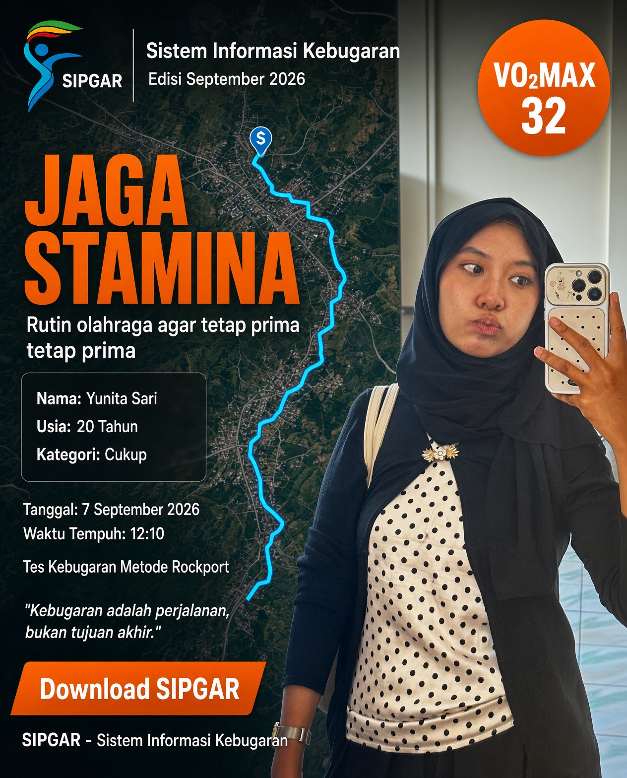 Cover hasil tes kebugaran Yunita Sari