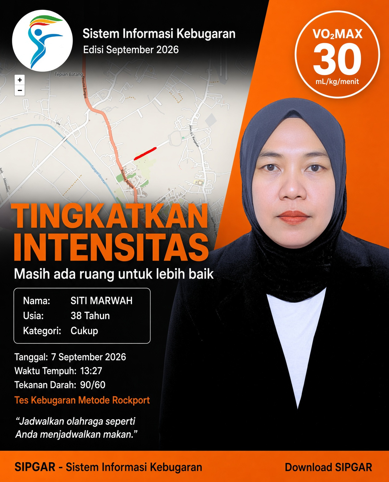 Cover hasil tes kebugaran SITI MARWAH