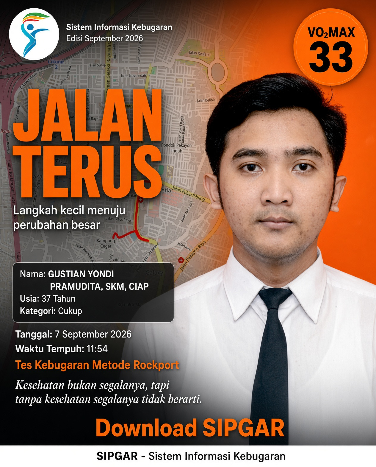 Cover hasil tes kebugaran GUSTIAN YONDI PRAMUDITA, SKM, CIAP