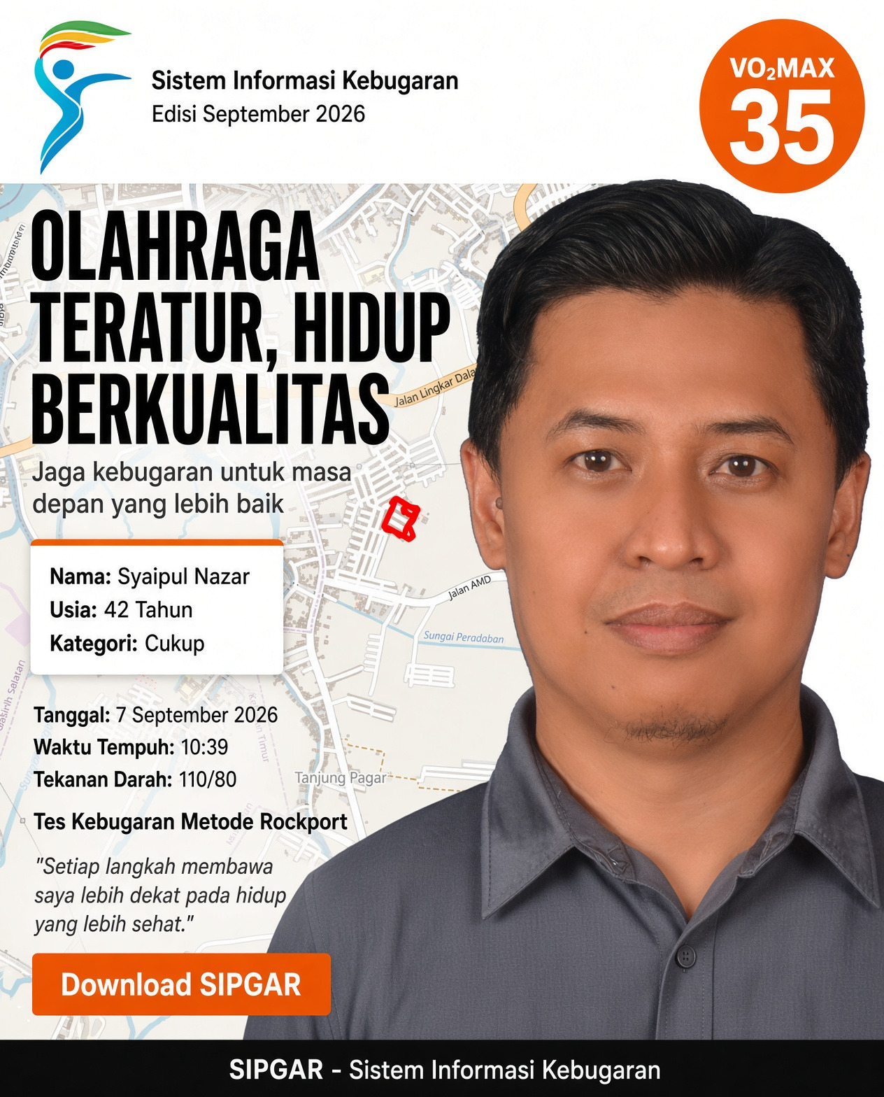 Cover hasil tes kebugaran Syaipul Nazar