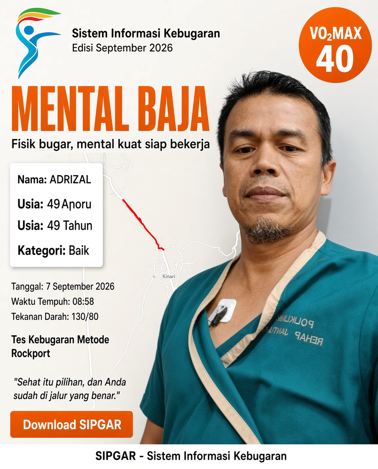 Cover hasil tes kebugaran ADRIZAL