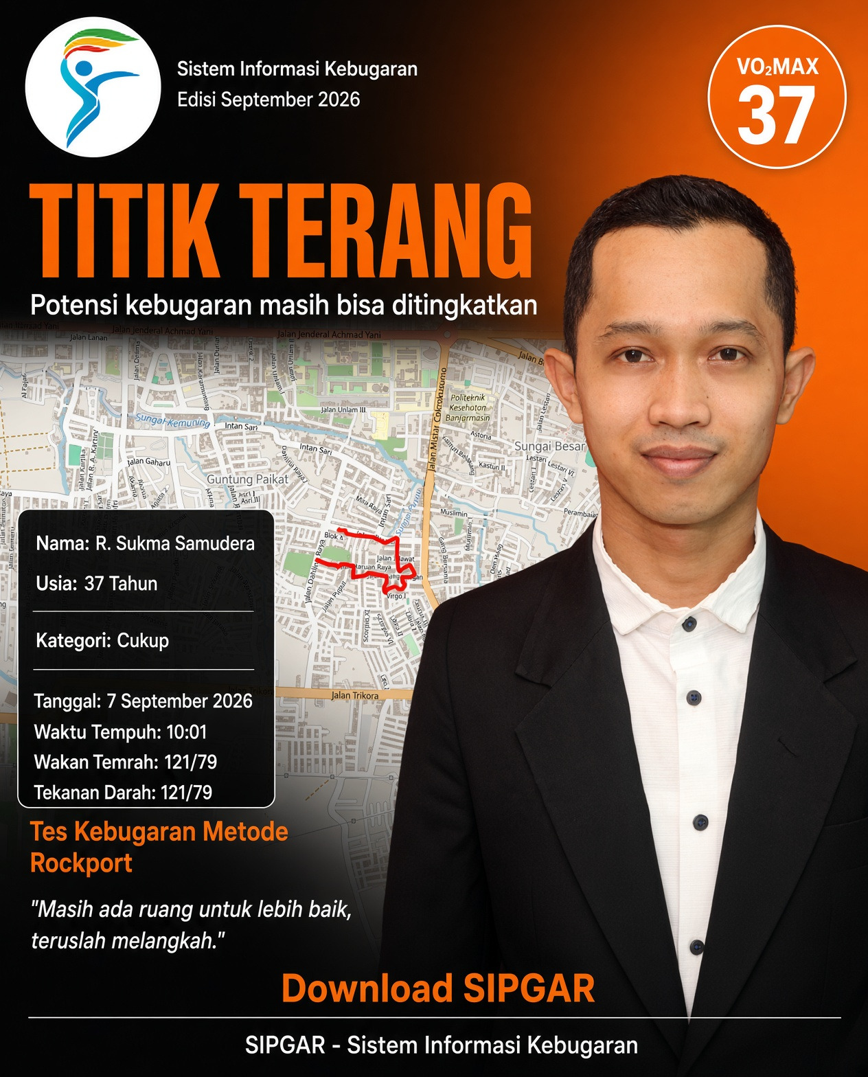 Cover hasil tes kebugaran R. Sukma Samudera