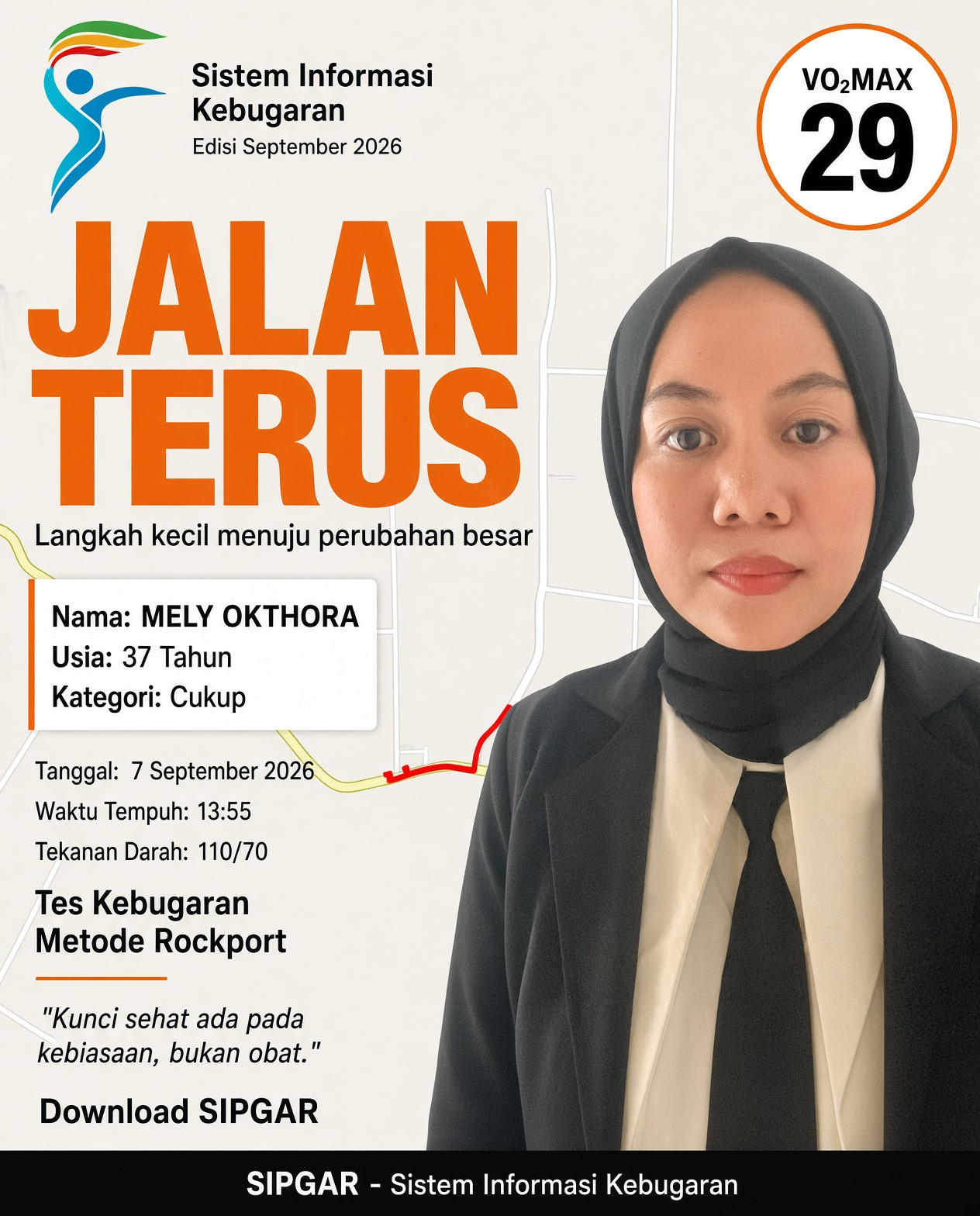Cover hasil tes kebugaran MELY OKTHORA