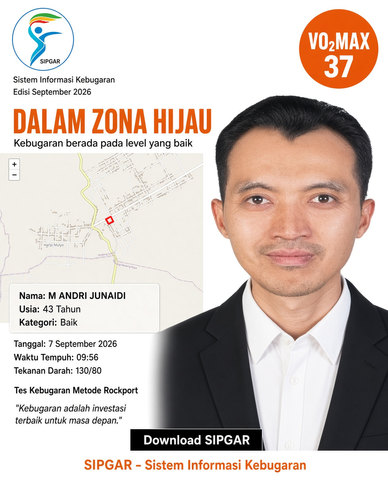 Cover hasil tes kebugaran M ANDRI JUNAIDI