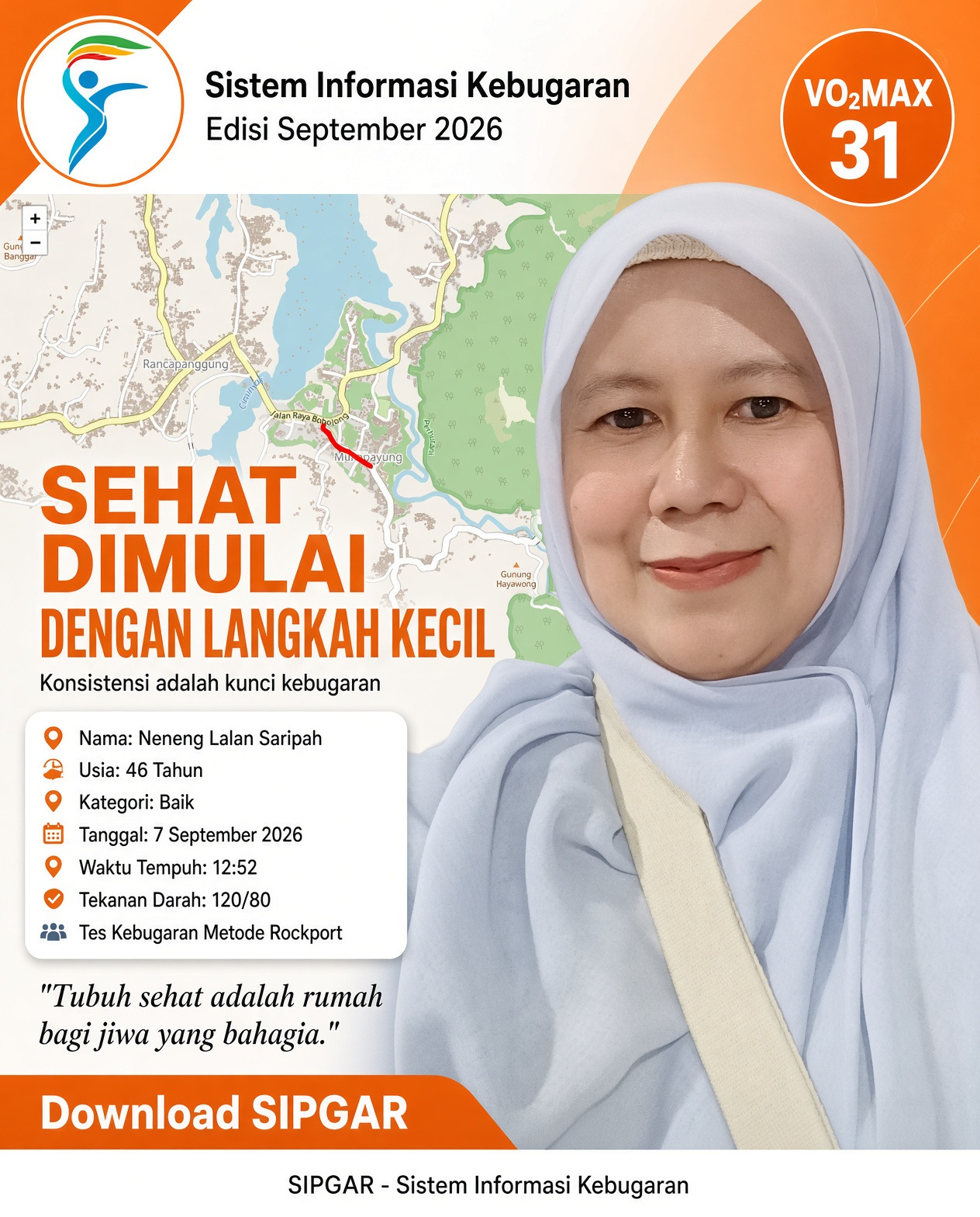 Cover hasil tes kebugaran Neneng Lalan Saripah