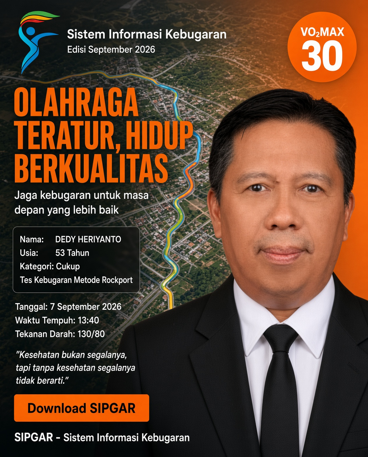 Cover hasil tes kebugaran DEDY HERIYANTO