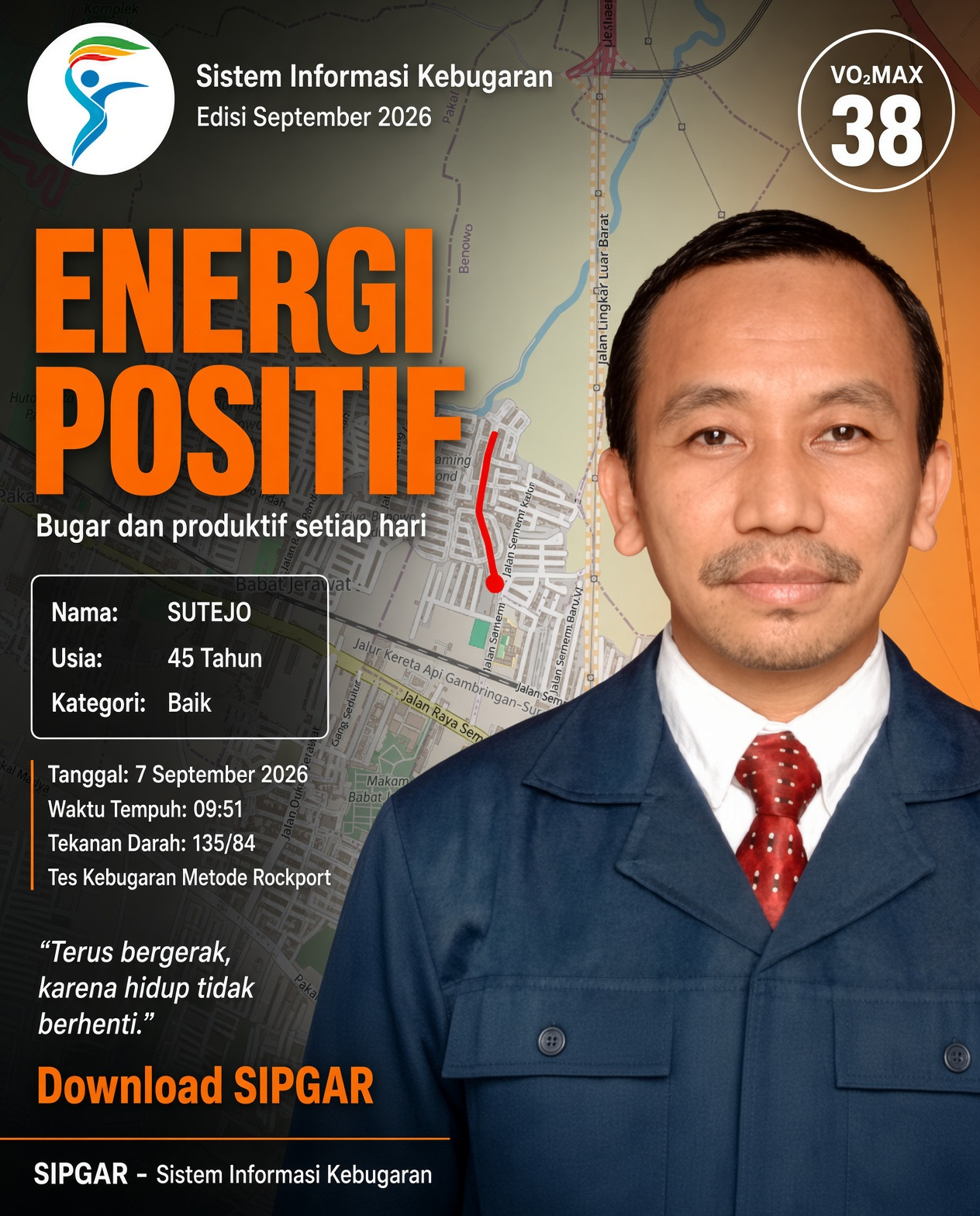 Cover hasil tes kebugaran SUTEJO