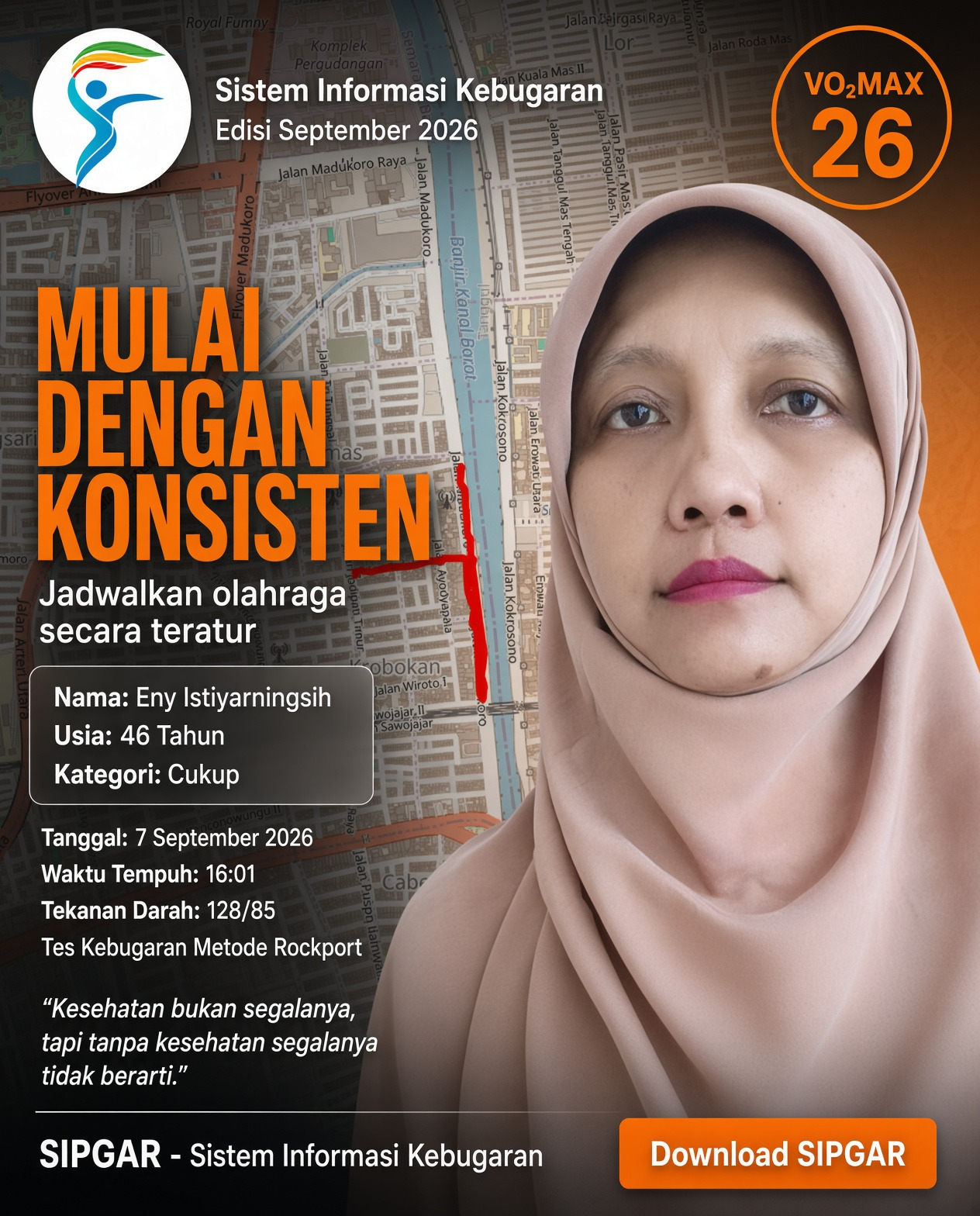 Cover hasil tes kebugaran Eny Istiyarningsih