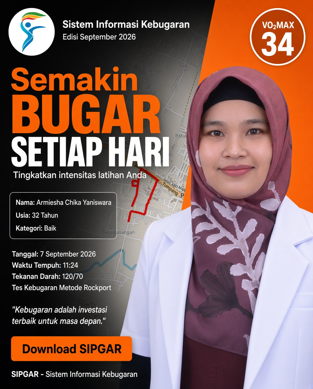 Cover hasil tes kebugaran Armiesha Chika Yaniswara