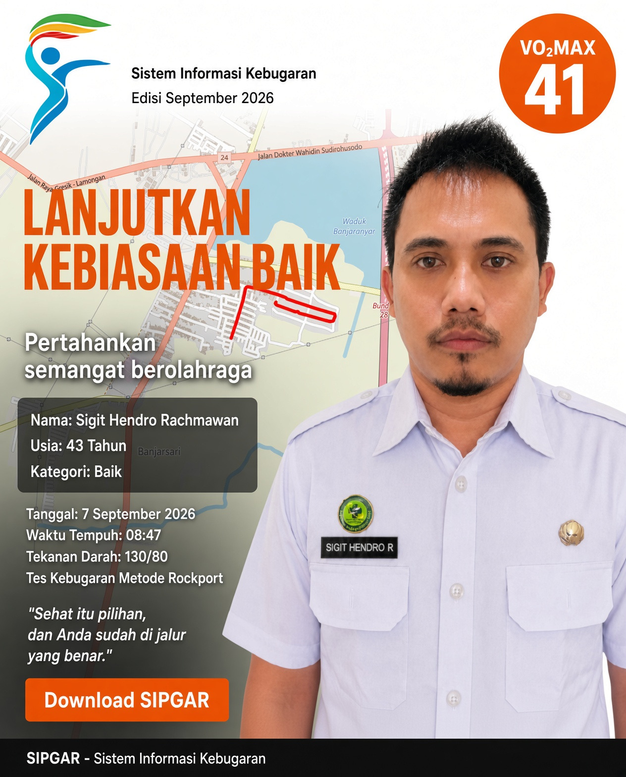 Cover hasil tes kebugaran Sigit Hendro Rachmawan