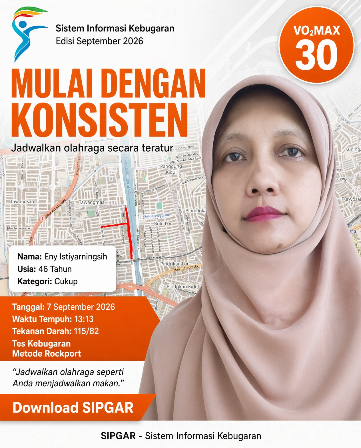 Cover hasil tes kebugaran Eny Istiyarningsih