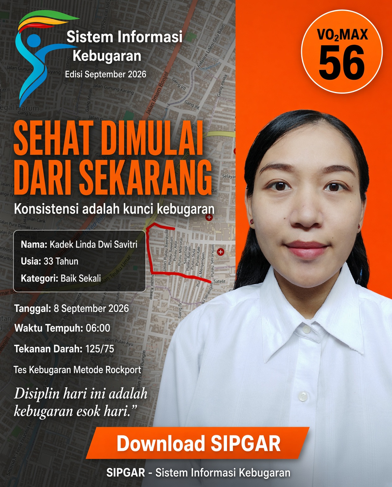 Cover hasil tes kebugaran Kadek Linda Dwi Savitri