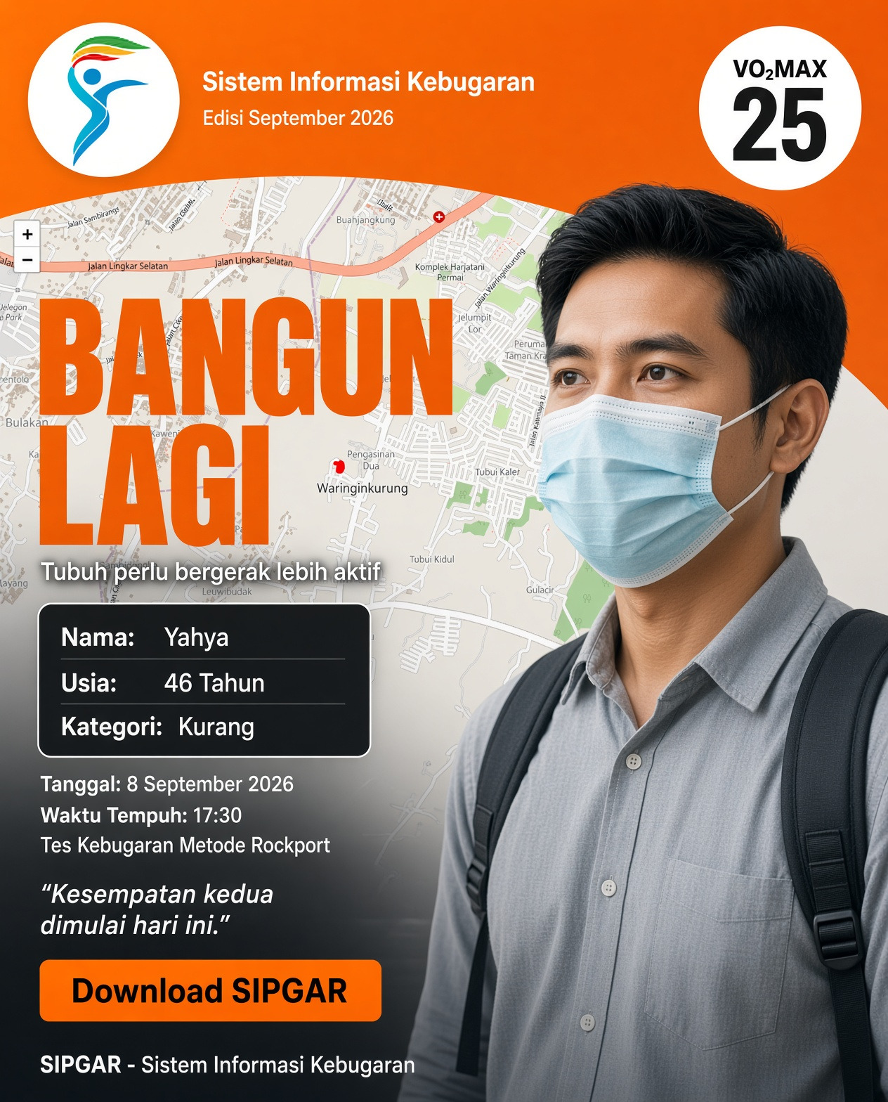 Cover hasil tes kebugaran Yahya