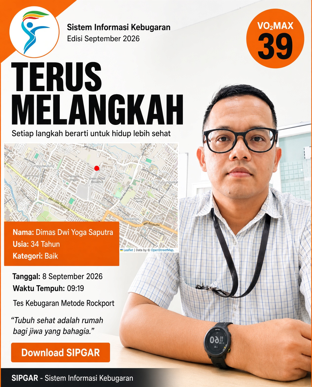 Cover hasil tes kebugaran Dimas Dwi Yoga Saputra