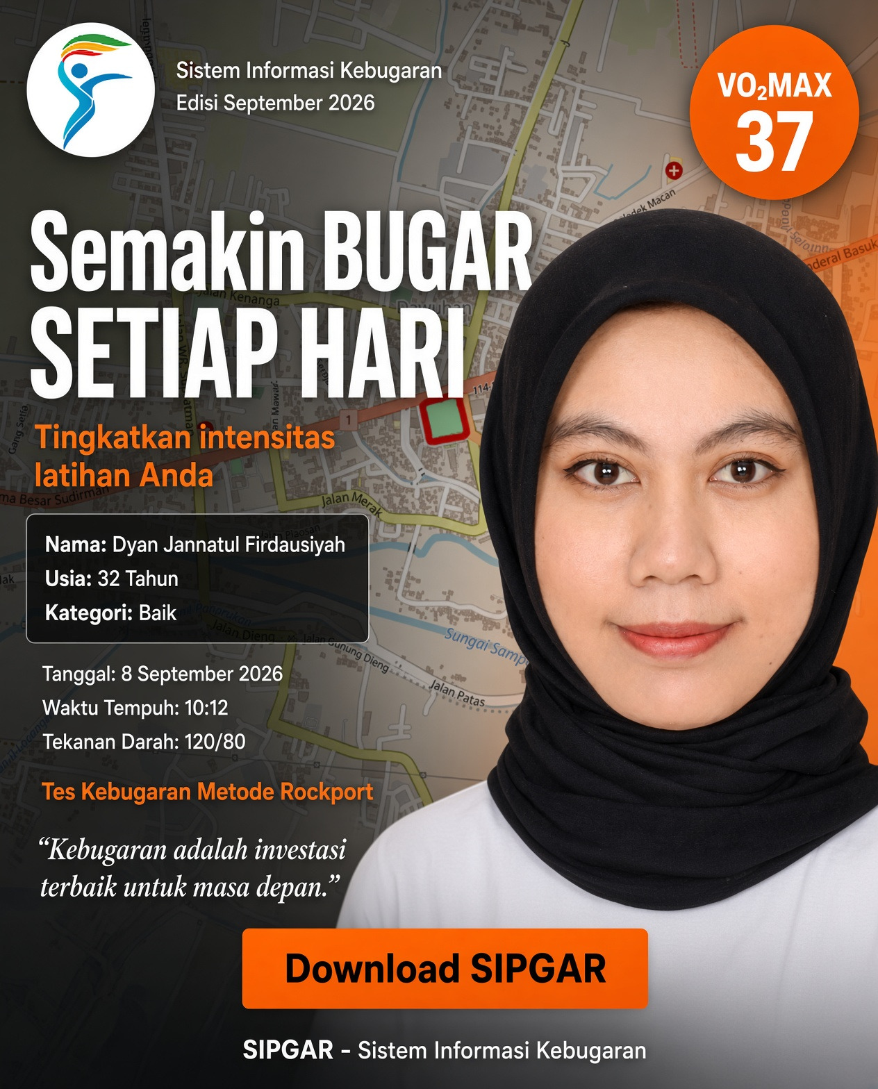 Cover hasil tes kebugaran Dyan Jannatul Firdausiyah