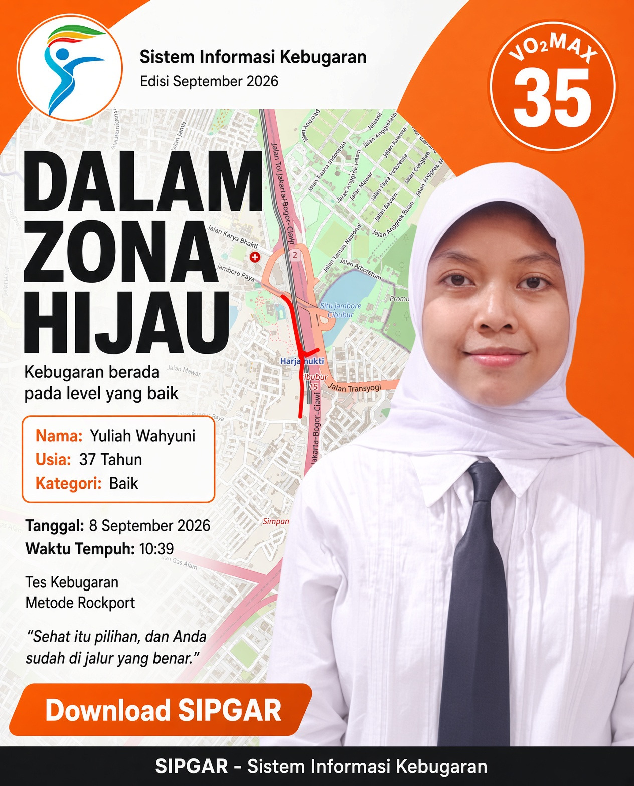 Cover hasil tes kebugaran Yuliah Wahyuni
