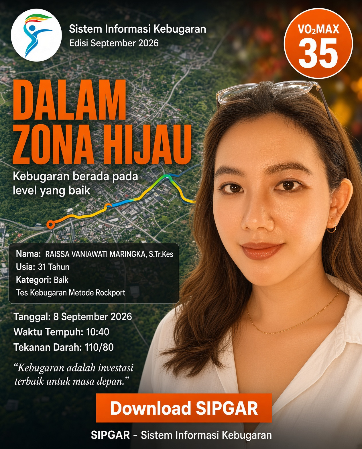 Cover hasil tes kebugaran RAISSA VANIAWATI MARINGKA, S.Tr.Kes