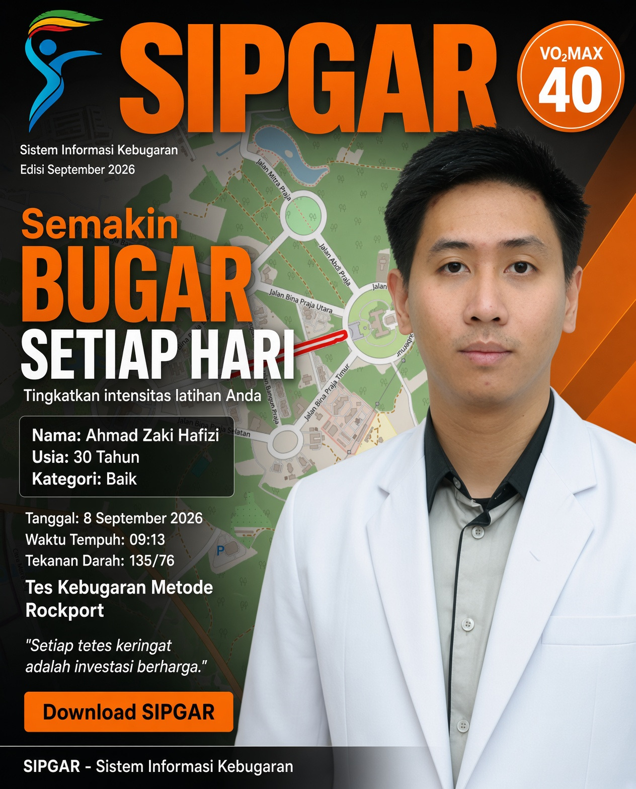 Cover hasil tes kebugaran Ahmad Zaki Hafizi