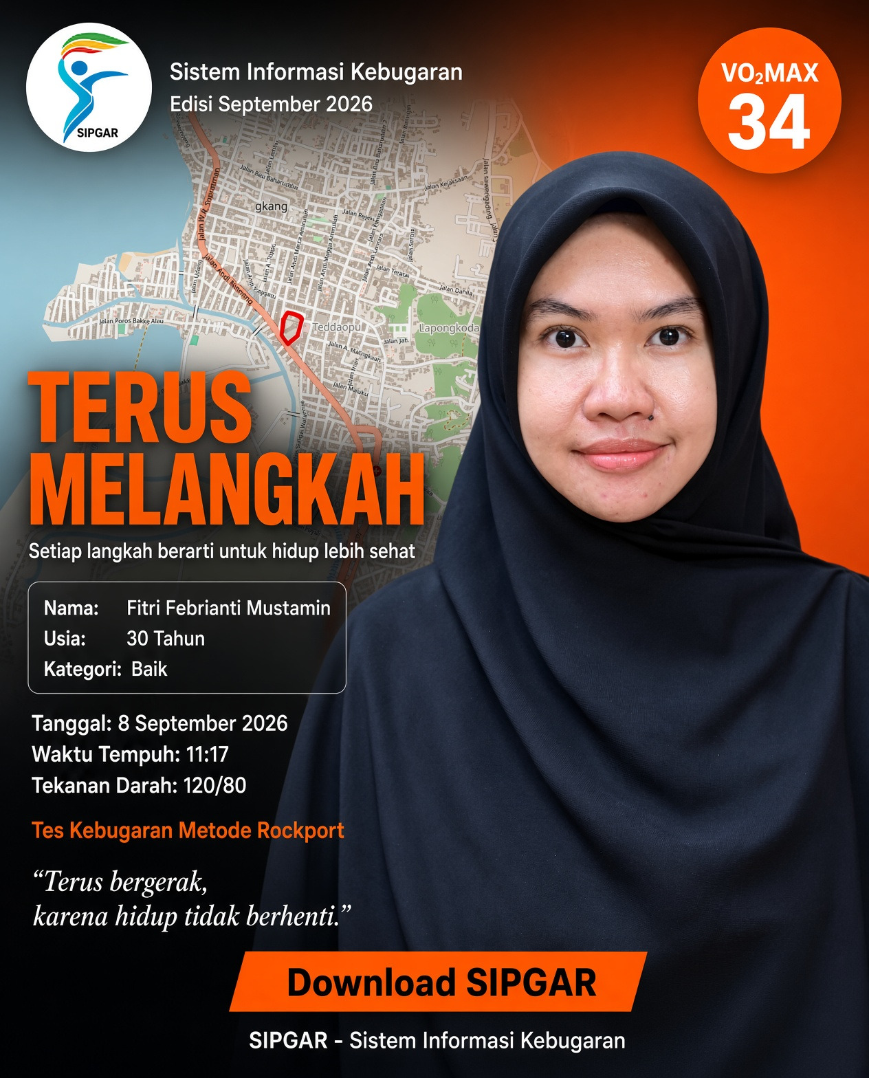 Cover hasil tes kebugaran Fitri Febrianti Mustamin
